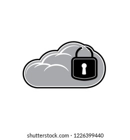Cloud padlock icon. Vector and illustration.