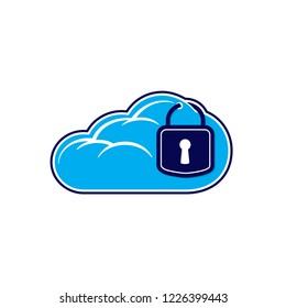 Cloud padlock icon. Vector and illustration.