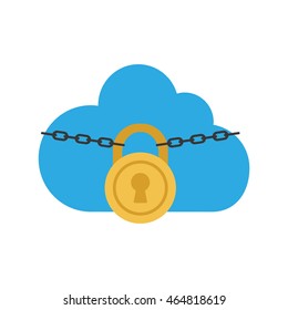 cloud padlock security system protection icon. Isolated and flat illustration. Vector graphic