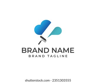 Cloud painting logo. combination painting with the cloud. internet data template design. connection logo design.