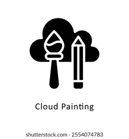 Cloud Painting vector Glyph Cricle Icon.Eps file 10