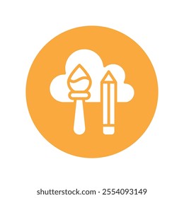 Cloud Painting vector Glyph Cricle Icon.Eps file 10
