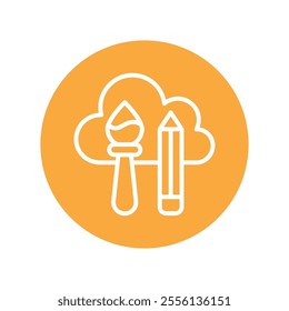 Cloud Painting vector Glyph Cricle Icon.Eps file 10