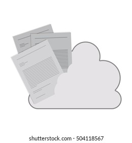 cloud with paper pages icon