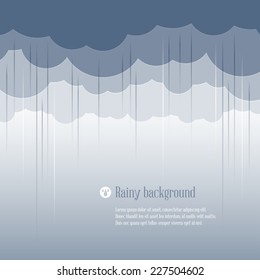 Cloud paper shape and rain, weather season background. Vector illustration.