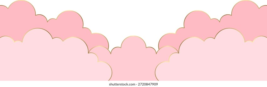 Nube con Vector estilo papel. Fondo de San Valentín elegante ilustración rosa dorado