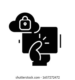Cloud password black icon, concept illustration, vector flat symbol, glyph sign.