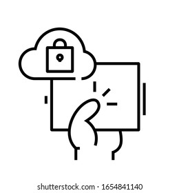Cloud password line icon, concept sign, outline vector illustration, linear symbol.