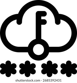 Icono de Contraseña en la nube, contorno de protección