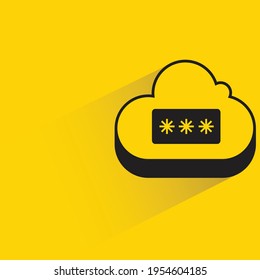 cloud and password with shadow on yellow background