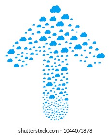 Cloud pattern done in the combination of forward target arrow. Upwards motion arrow composition made from cloud design elements.