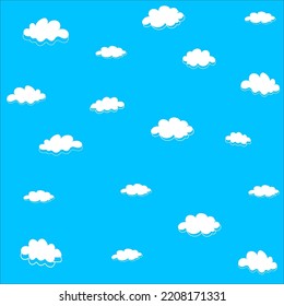 Cloud pattern on a blue background, children's pattern with clouds