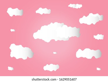 Cloud pattern on pink background. Vector illustration. Valentines day background. Wallpaper, flyers, invitation, posters, brochure, banners.