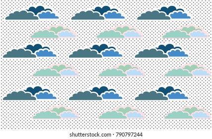Cloud pattern on a polka dot background