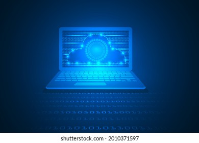 Cloud PC data connection futuristic innovation technology abstract background.