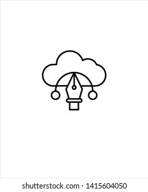 cloud with pen line icon,vector best line icon.