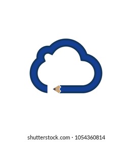 Cloud Pencil Logo Icon Design