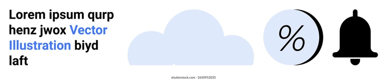 Cloud, percentage symbol, and bell notification elements. Ideal for web design, app interfaces, weather forecasts, sales, alerts, notifications, and dashboards Landing page