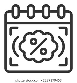 Cloud with percentages on the calendar  - icon, illustration on white background, outline style