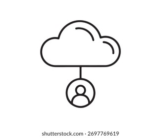 Cloud with person icon symbol