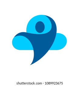 Cloud person logo template