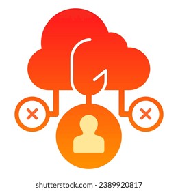 Cloud phishing flat icon. Data phishing color icons in trendy flat style. Data cyber hacking gradient style design, designed for web and app. Eps 10