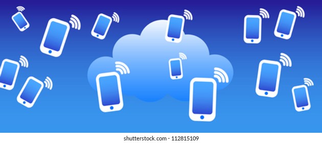 Cloud Phone Background - Phone mobile communicating with the cloud concept