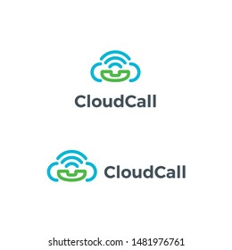 Cloud Phone Call Wifi Vector Illustration Logo