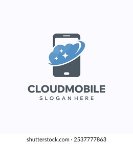Design-Vorlage für Cloud-Telefon-Logo. Mobile App-Konzept. Kreatives Vektorsymbol.