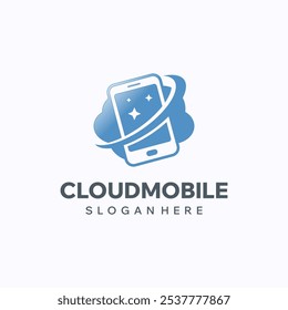 Cloud phone logo design template. Mobile app concept. Creative vector symbol.