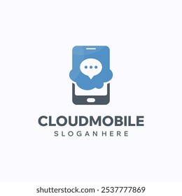 Cloud phone logo design template. Mobile app concept. Creative vector symbol.