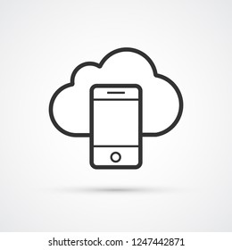 Cloud phone trendy style black icon. Vector illustration
