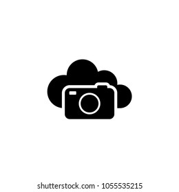 Cloud Photo Storage. Flat Vector Icon. Simple black symbol on white background