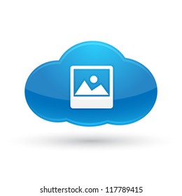 Cloud Photo Storage Icon : Cloud Computing Concept