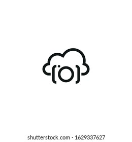 cloud photo storage vector icon on white background
