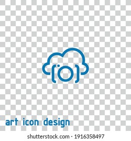 icono del vector de almacenamiento de fotos en la nube en un fondo abstracto