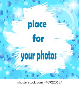 Cloud for photo or text on an abstract background of the fantastic bubbles and stars. Vector frame for text or photo.