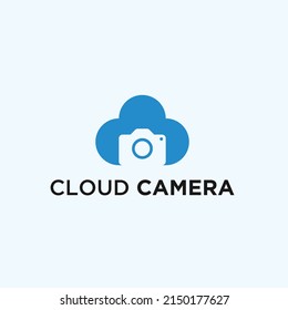 cloud photography logo with cloud and camera icon vector silhouette illustration template