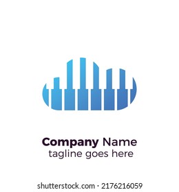 cloud piano logo professional simple vector design template