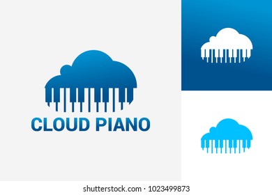 Cloud Piano Logo Template Design Vector, Emblem, Design Concept, Creative Symbol, Icon