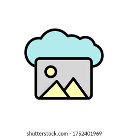 Cloud, picture icon. Simple color with outline vector elements of internet storage icons for ui and ux, website or mobile application