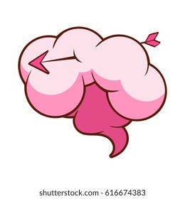 Cloud pierced by an arrow. Colorful cartoon illustration