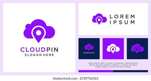 Modelo de design de logotipo de pino de nuvem.