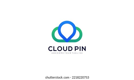 cloud pin logo design vector template