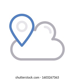cloud pin vector color line icon 