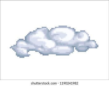 Cloud Pixel Art Illustration Isolated on White