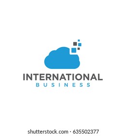 cloud pixel logo icon vector template