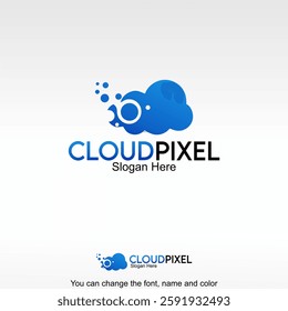Cloud Pixel Logo Template Design Vector