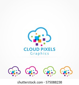 cloud pixels logo design