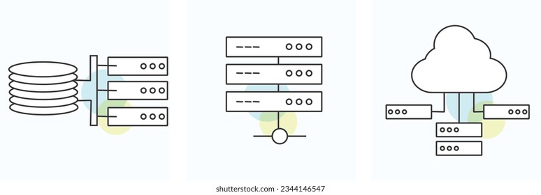 Cloud Platform Support, UNIX y Linux Server Management y Endpoint server management tools conjunto de iconos